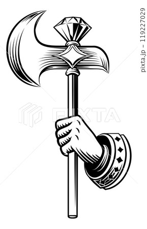 Axe Medieval Weapon Vintage Woodcut Tattoo Style Axe Medieval Weapon Vintage Woodcut Tattoo Style 119227029