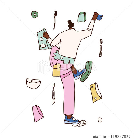 Rock climber isolated on white background. Vector hand drawn illustration 119227827