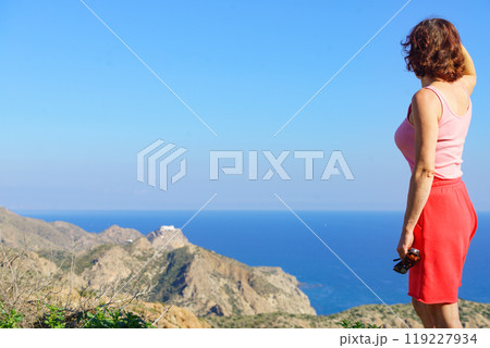 Tourist woman on viewpoint in Spain Tourist woman on viewpoint in Spain 119227934