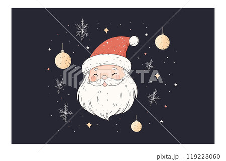 Illustrated Santa Claus with festive decorations on a dark background 119228060