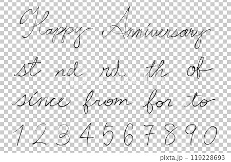 アニバーサリー用シンプルな手書き文字セット 119228693