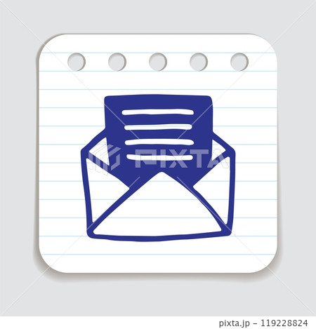 Doodle Open envelope with letter icon or logo, hand drawn with thin black line Doodle Open envelope with letter icon or logo, hand drawn with thin black line 119228824