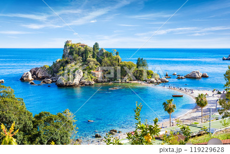 Isola Bella small island near Taormina, Sicily, southern Italy 119229628