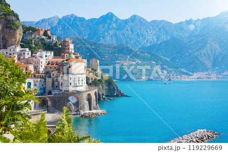Small city Atrani on Amalfi Coast in province of Salerno, in Campania region of Italy Small city Atrani on Amalfi Coast in province of Salerno, in Campania region of Italy 119229669