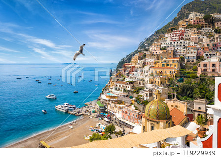 Beautiful Positano, Amalfi Coast in Campania, Italy. 119229939