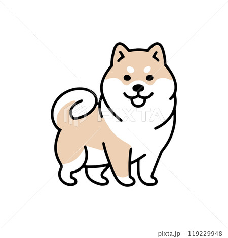 可愛い柴犬の子犬のシンプルなアイコンイラスト　透過背景の切り抜き 119229948