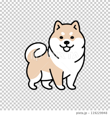 可愛い柴犬の子犬のシンプルなアイコンイラスト　透過背景の切り抜き 119229948