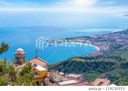 Church Chiesa Madre in Castelmola above Taormina, Sicily Island, Italy 119230353
