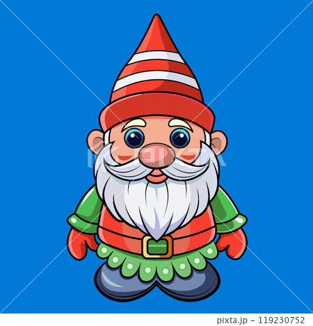 Cute cartoon christmas gnome in vector in kawaii style, perfect for holiday design and festive decorations 119230752