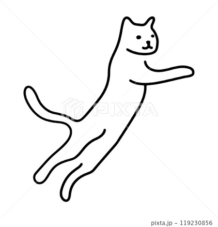 ラフでシュールな猫の手描き線画イラスト　透過背景の切り抜き 119230856