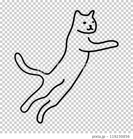 ラフでシュールな猫の手描き線画イラスト　透過背景の切り抜き 119230856