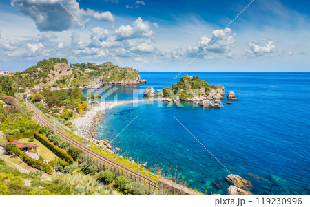 Beautiful Isola Bella, small island near Taormina, Sicily, Italy Beautiful Isola Bella, small island near Taormina, Sicily, Italy 119230996