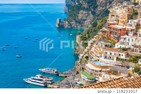 Beautiful Positano, Amalfi Coast in Campania, Italy. 119231017