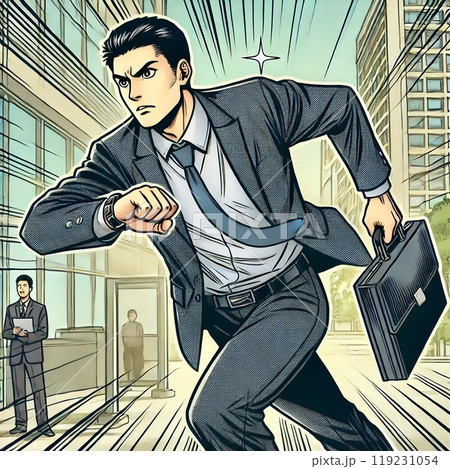 時間がない　会社まで猛ダッシュの男性社員 119231054