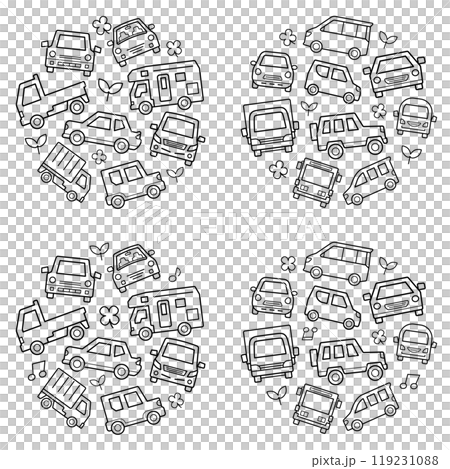 車のアイコンのサークルギャラリー(中くらいバージョン線画)エコイメージ 車のアイコンのサークルギャラリー(中くらいバージョン線画)エコイメージ 119231088