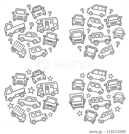車のアイコンのサークルギャラリー(中くらいバージョン線画)はてなとスター 119231090