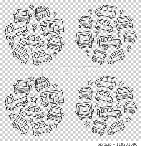 車のアイコンのサークルギャラリー(中くらいバージョン線画)はてなとスター 119231090