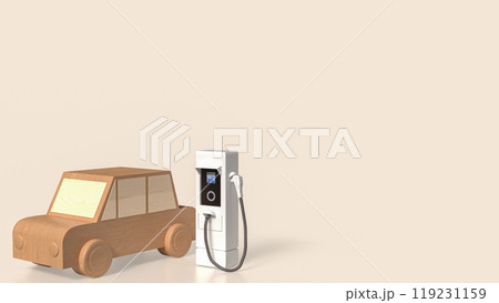 The car wood and ev station for technology concept 3d rendering. 119231159