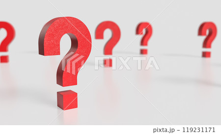 The red question mark on white background 3d rendering. 119231171