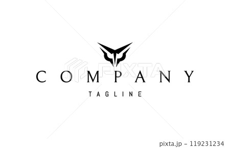 Vector logo with an abstract image of an owl in a futuristic style. 119231234