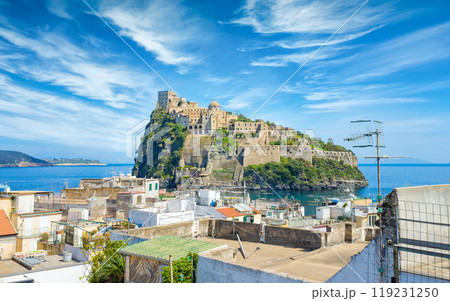 Aragonese Castle in Tyrrhenian sea near Ischia Island, Italy Aragonese Castle in Tyrrhenian sea near Ischia Island, Italy 119231250