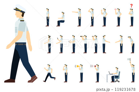 フラットイラスト：船員サイド（夏服） 119231678