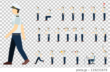 フラットイラスト：船員サイド（夏服） 119231678