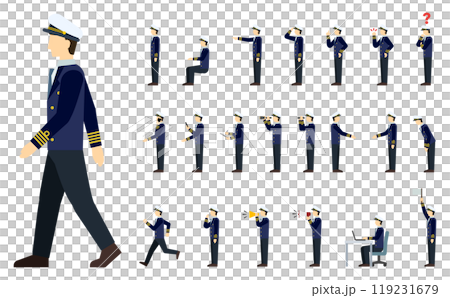 フラットイラスト：船員サイド（冬服） 119231679