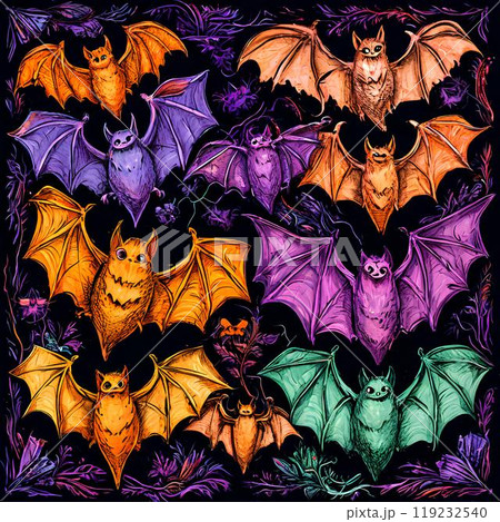 Halloween realism sketch of bats, background Halloween realism sketch of bats, background 119232540