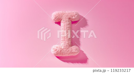 Fur letter I, 3D alphabet. Hair fluffy english font for kids education. Creative typographic element . AI generated 119233217