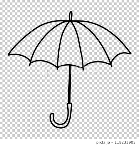 傘のシンプルな線画イラスト 透過背景の切り抜き 傘のシンプルな線画イラスト 透過背景の切り抜き 119233905