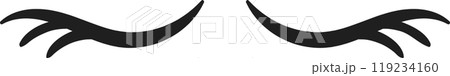 A striking design features black eyelashes elegantly displayed on a white background perfect for beauty concepts makeup artistry and creative projects 119234160
