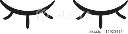A clean and minimalistic black eyelash design appears on a white backdrop embodying modern aesthetic sensibilities and simplicity in art 119234164