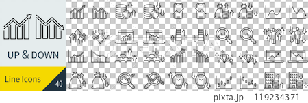 與向上和向下相關的圖標集 與向上和向下相關的圖標集 119234371