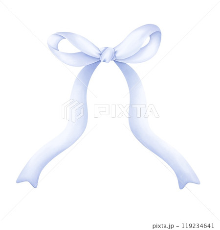 Cute blue pastel ribbon bow watercolor clipart.Cute girly accessory for birthday, nursery decorations.Isolated on white background. Cute blue pastel ribbon bow watercolor clipart.Cute girly accessory for birthday, nursery decorations.Isolated on white background. 119234641