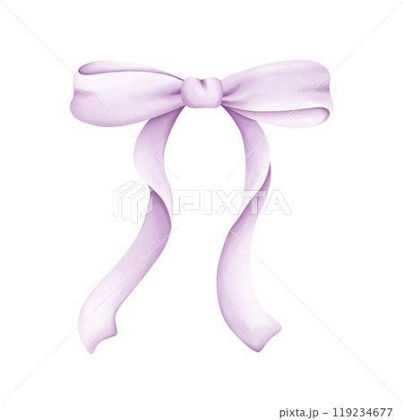 Cute pastel ribbon bow watercolor clipart.Cute girly accessory for birthday, nursery decorations.Isolated on white background. Cute pastel ribbon bow watercolor clipart.Cute girly accessory for birthday, nursery decorations.Isolated on white background. 119234677