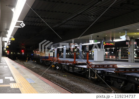 山陽本線岡山地区を行くレール輸送列車（EF65形電気機関車） 119234737