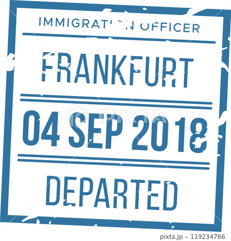 The immigration stamp indicates a departed traveler from Frankfurt on September 4 2018 showcasing the official processing of travel documents 119234766