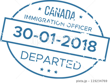 A departure stamp with the date January 30 2018 marks the exit of an individual from Canada processed by an immigration officer showing official clearance 119234769