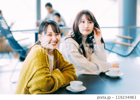 レストランで食事をする女性 119234961