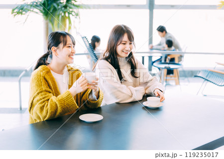 レストランで食事をする女性 119235017