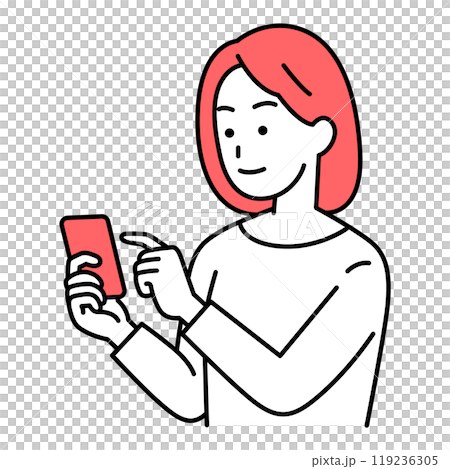 Casual woman operating a smartphone 119236305