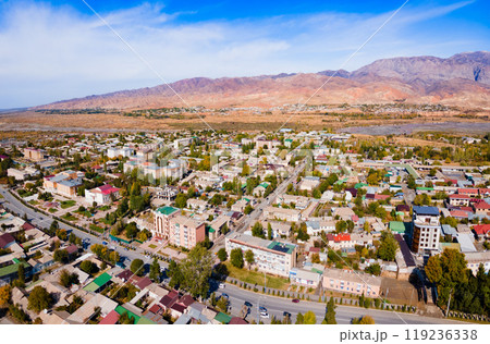 Penjikent city aerial panoramic view in Tajikistan Penjikent city aerial panoramic view in Tajikistan 119236338