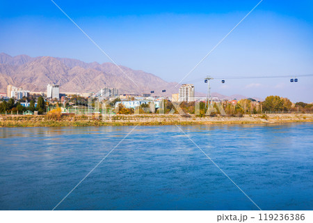 Cable car through Syr Darya river in Khujand 119236386