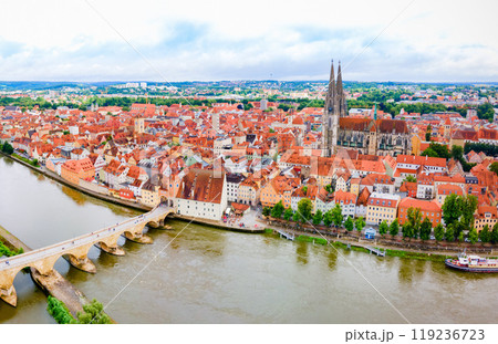 Regensburg city aerial panoramic view, Germany 119236723