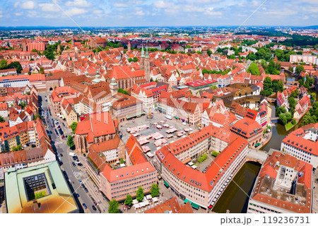 Nuremberg old town aerial panoramic view 119236731
