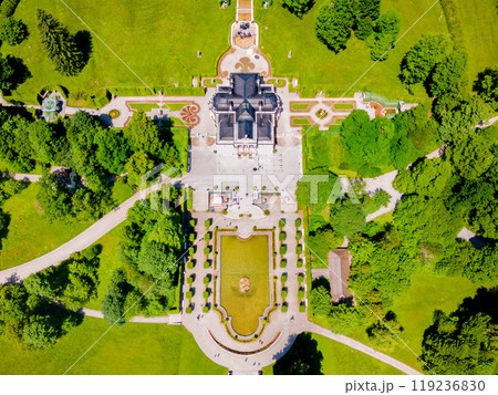 Schloss Linderhof Palace aerial panoramic view 119236830