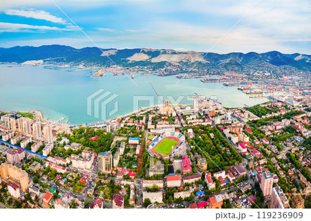 Novorossiysk city aerial panoramic view Novorossiysk city aerial panoramic view 119236909