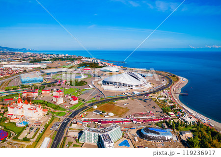 Sochi Olympic Park aerial panoramic view 119236917