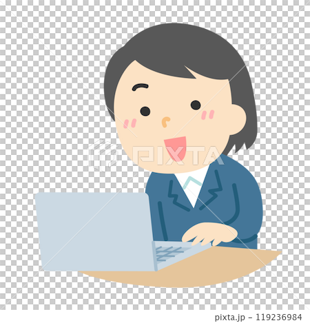 楽しくパソコンで作業している女性の塗りイラスト 楽しくパソコンで作業している女性の塗りイラスト 119236984